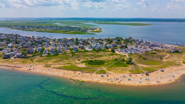 Aerial view of Plum Island Point Beach in Newburyport, Massachusetts