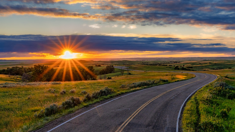 Sunset Road in Theodore Roosevelt National Park