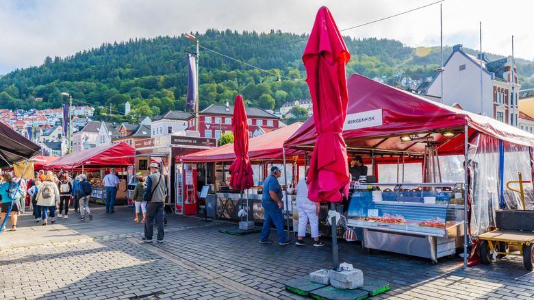 Fisketorget, the famous Fish Market in Bergen, is one of Norway's most visited outdoors markets.