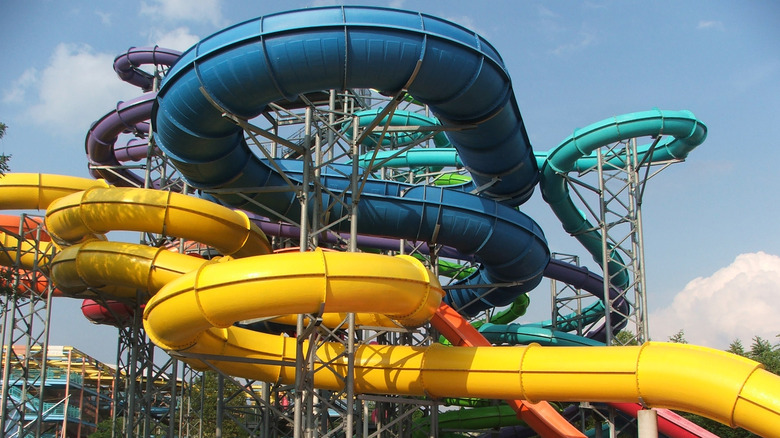 Abandoned waterslides at Wildwater Kingdom near Geauga Lake, Ohio.
