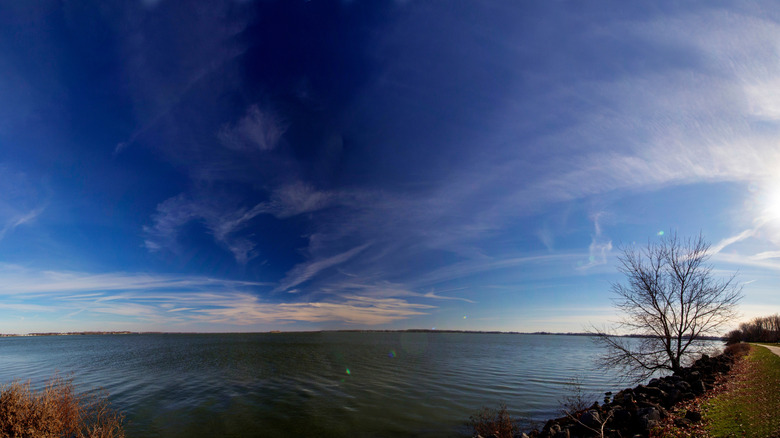 Wide panoramic shot of Grand Lake near St. Marys, Ohio