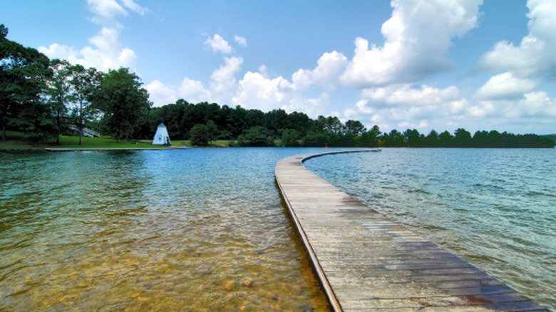 A walkway leading out on the surface of Lake Martin in Alabama