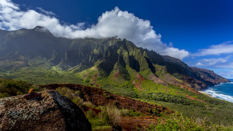 The Kalalau Trail along the Na Pali Coast, on the island of Kauai, Hawaii