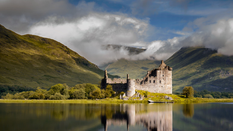 Reflection of Kilchurn Castle in Loch Awe, Highlands, Scotland
