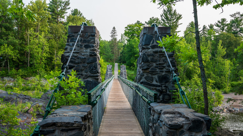 The swinging bridge over the St. Louis River at Minnesota's Jay Cooke State Park