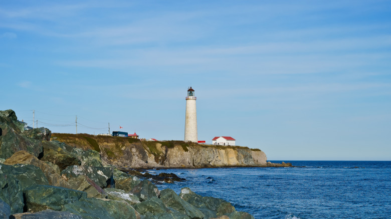 Cap-des-rosters lighthouse on Cap Gaspe, Forillon National Park, Quebec, Canada