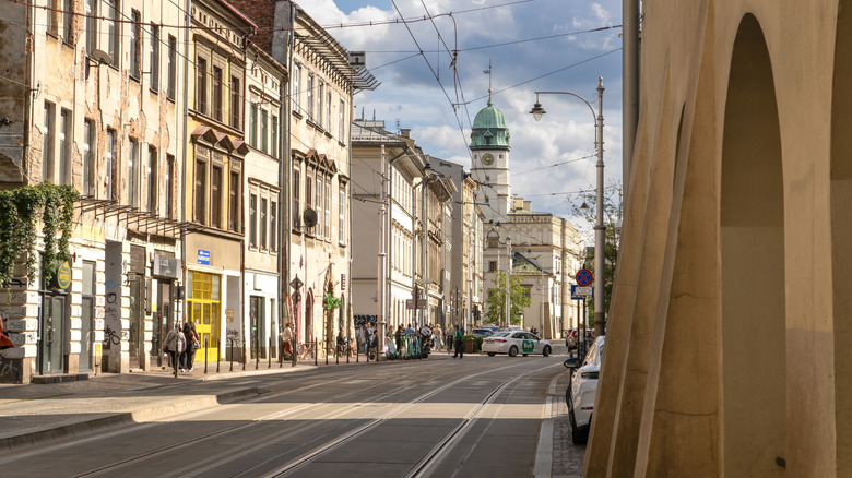 A street in Krakow lined with buildings