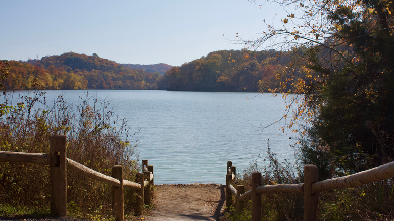 Walkway to the water's edge at Radnor Lake State Park near Nashville, Tennessee