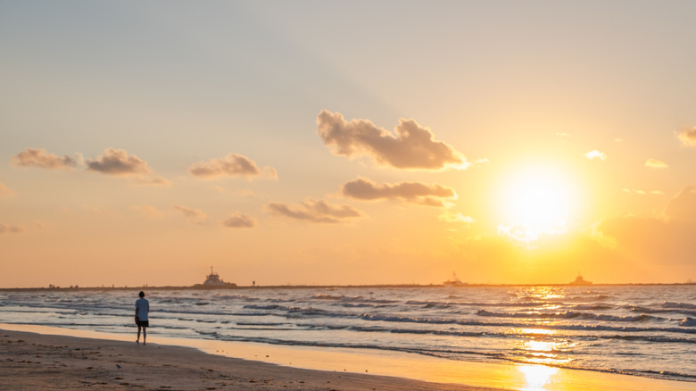 A sunrise over the beach in Port Aransas, Texas