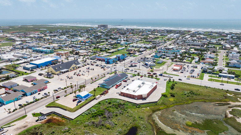an aerial view of Port Aransas, Texas