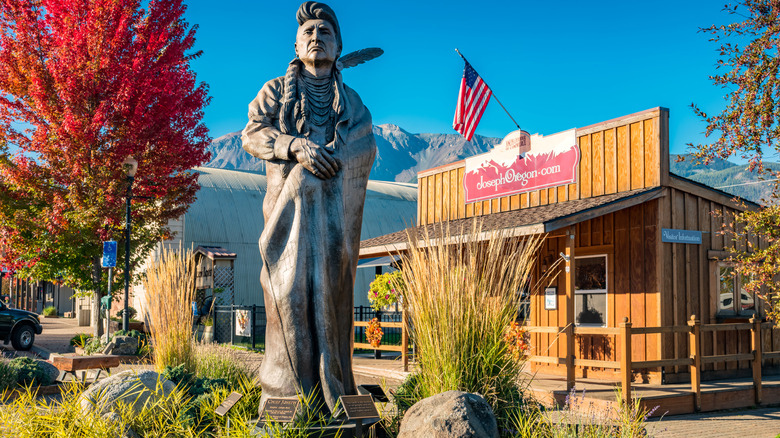 Chief Joseph sculpture in downtown Joseph, Oregon