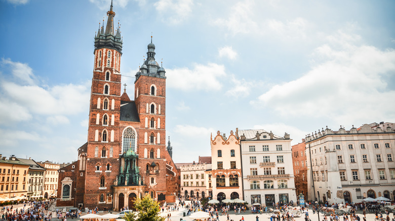 The Market Square of Old Town Kraków on a sunny day