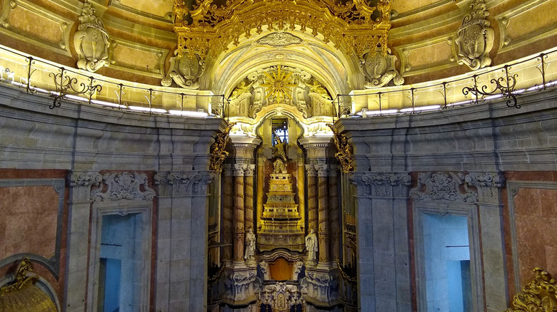 Gold domed interior of the Clerigos Tower
