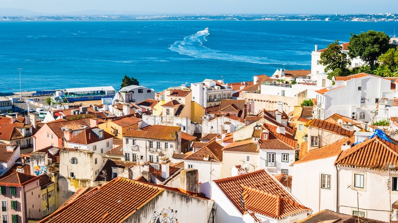An aerial view of Lisbon's Alfama neighborhood