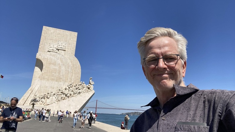 Travel pro Rick Steves at the Monument to the Discoveries in Lisbon, Portugal