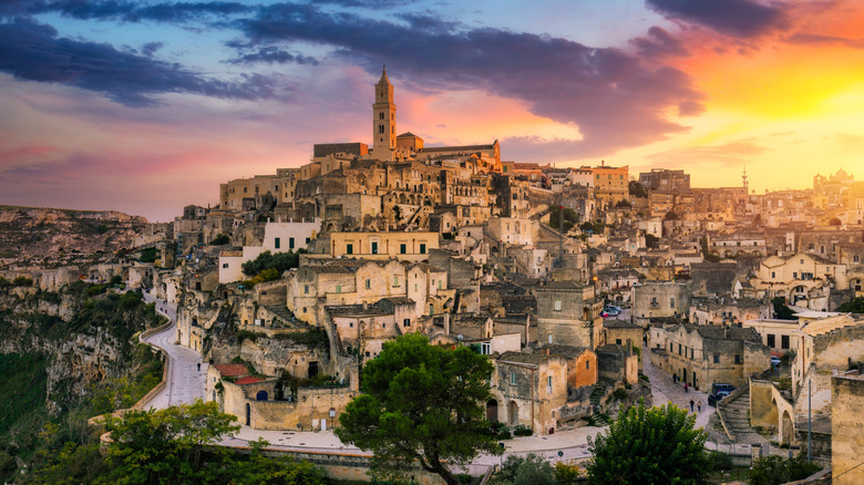 The ancient hilltop town of Matera, Italy