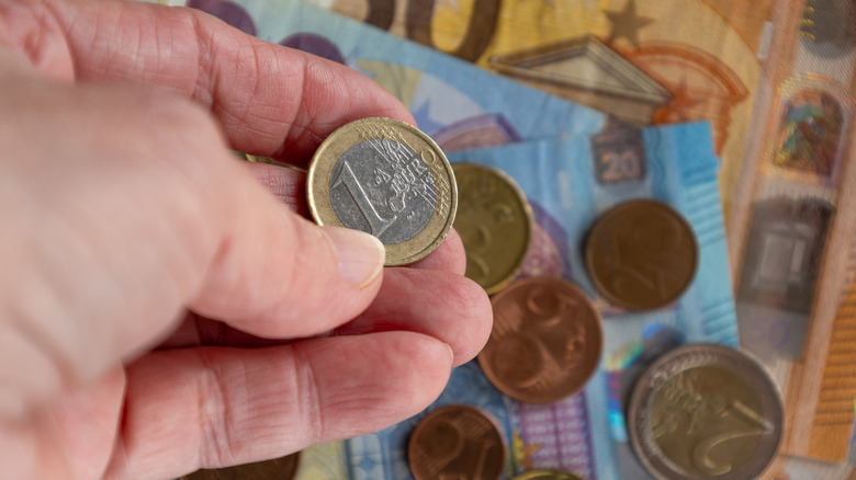 A bunch of euro coins