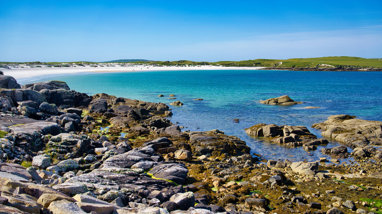 stunning coastal view of a beautiful beach with rocks in europe