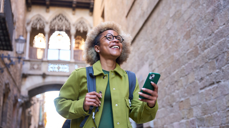 Person exploring Barcelona in Spain