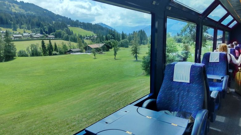 The Golden Pass Panoramic train through Switzerland - view through window