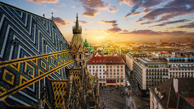 Sunset in Vienna from the roof of St. Stephen's Cathedral