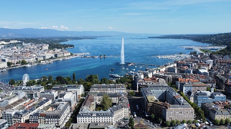 Geneva, Switzerland with the Jet d'Eau in the background