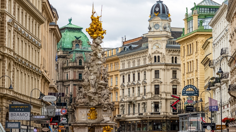 Ornate buildings on The Graben in Vienna, Austria