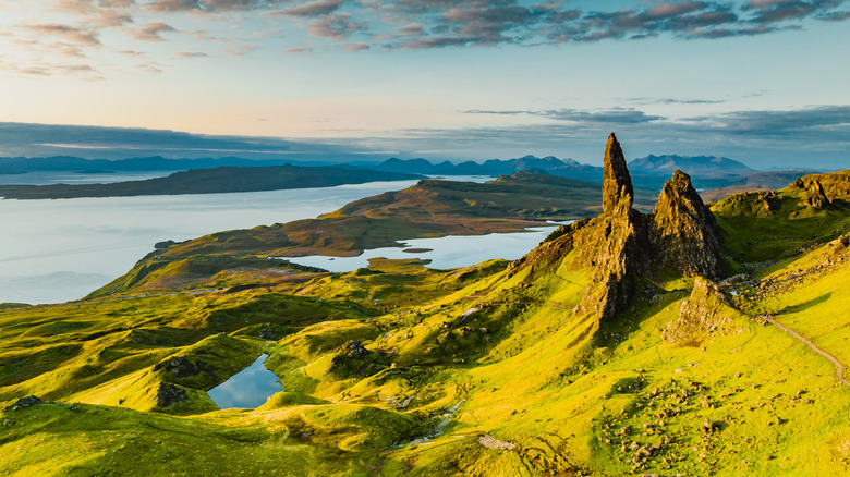 Aerial view over Old Man Of Storr, Isle Of Skye