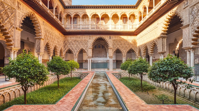 A courtyard in the Real Alcázar in Seville