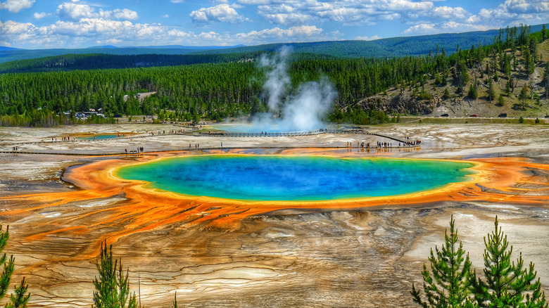 The Grand Prismatic Spring in Yellowstone National Park is the largest hot spring in the United States, and the third largest in the world