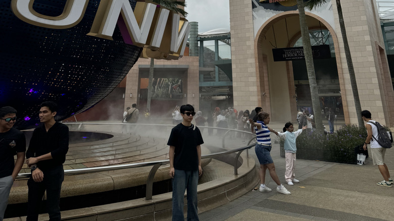 Entrance to Universal Studios in Singapore with the iconic globe
