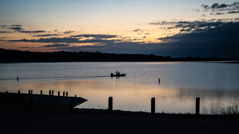 Anglers departing on a morning fishing trip from Cedar Gap Park on Stillhouse Hollow Lake outside of Harker Heights, Texas
