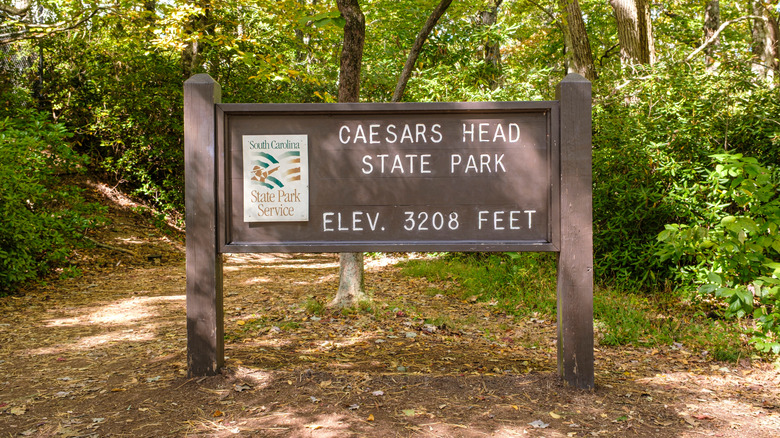 Caesars Head State Park sign in South Carolina
