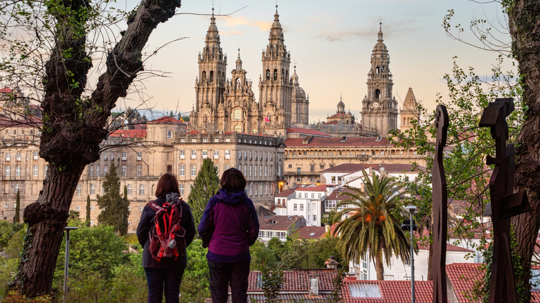 The view of the Cathedral de Santiago de Compostela