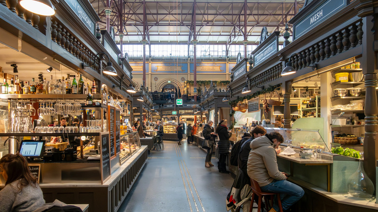 Food stalls and cafes at Östermalms Saluhall