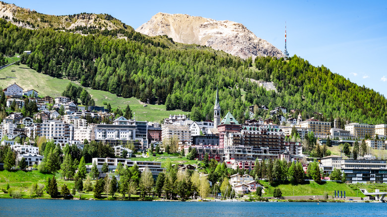 St. Moritz viewed from Lake St. Moritz, Switzerland