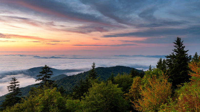 A morning view of the Great Smoky Mountains from atop Clingmans Dome.