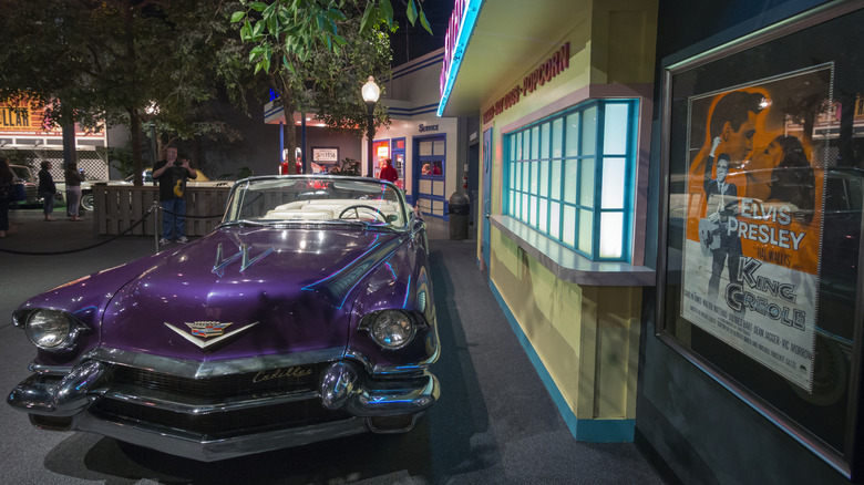 Vintage convertible outside of car museum at Graceland.