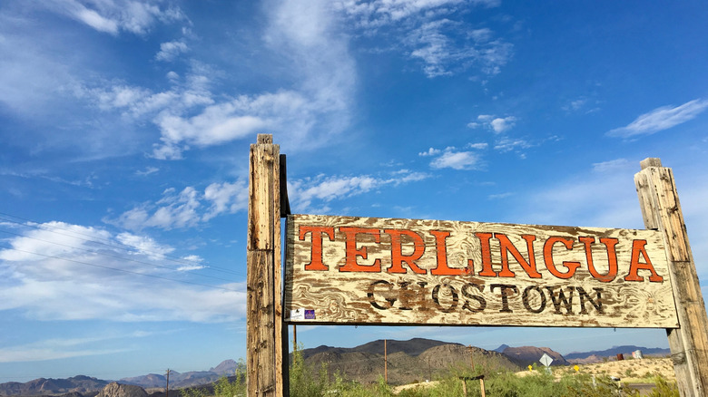 a sign reads 'terlingua ghostown'