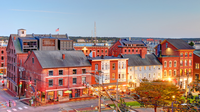 Historic brick buildings in downtown Portland, Maine