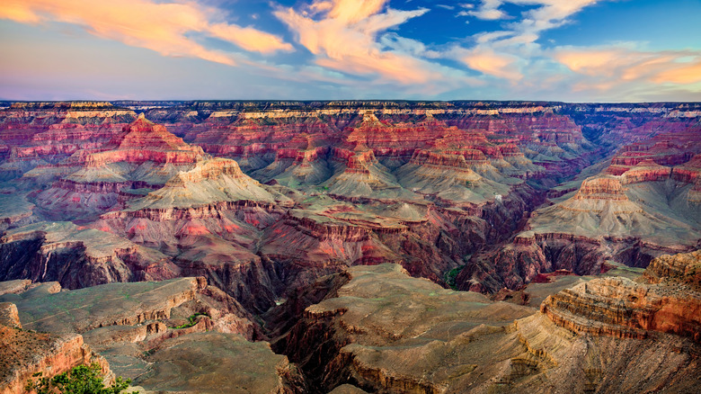 Spectacular view of the stratum in the rocks from the south rim of the Grand Canyon in Arizona USA