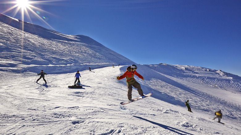 Skiers and snowboarders enjoy Mount Hutt