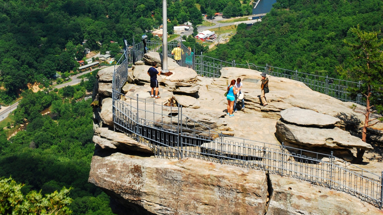 People at top of Chimney Rock