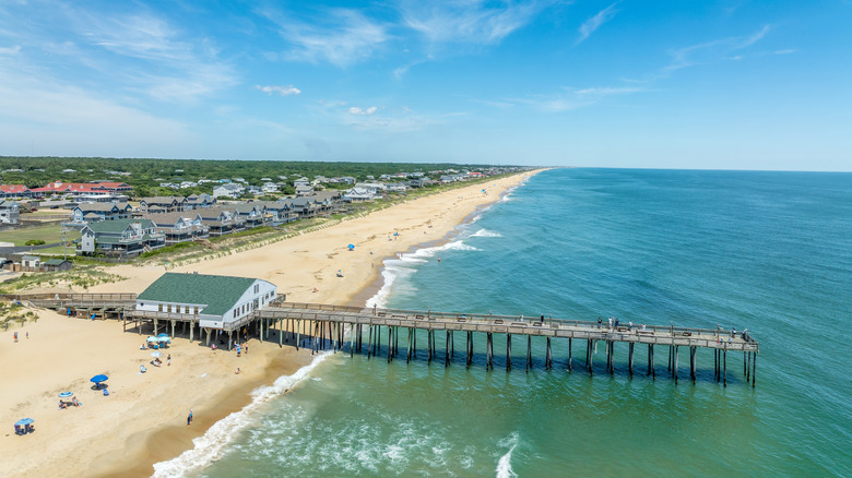 Aerial view of Kitty Hawk Pier in Outer Banks