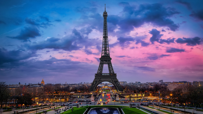 The Eiffel Tower at sunset