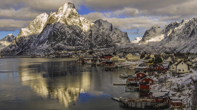 Reine Fjord with Lilandstinden Mountain in the foreground