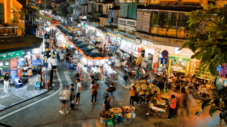 Bustling and crowded night market, Hanoi, Vietnam
