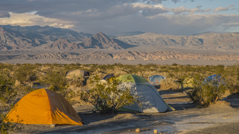 Tents pitched in Death Valley National Park