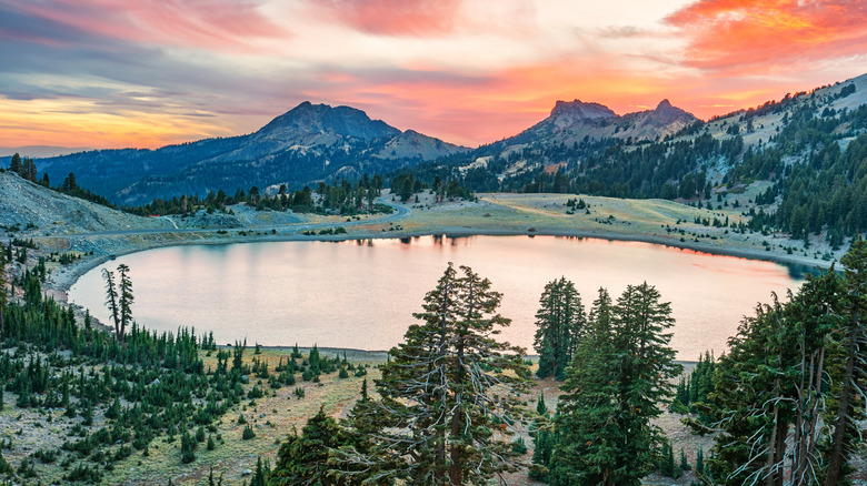 Lake Helen in Lassen Volcanic National Park during sunset