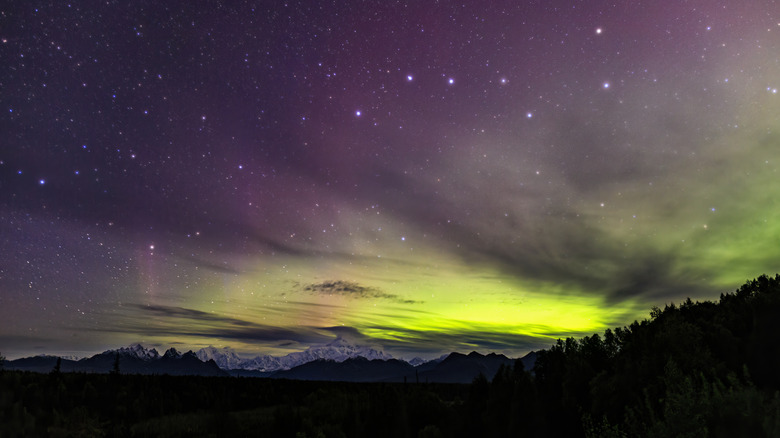 big dipper and aurora borealis in the night sky